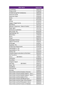 Offer Name Expiry date 21 and Over 10/07/18 3 Days to Kill 27/06