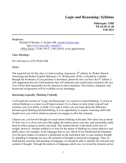Logic and Reasoning: Syllabus