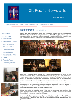 January_2017  - St. Paul`s Catholic Primary School, Thames
