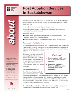 Adoption records in Saskatchewan go as far back