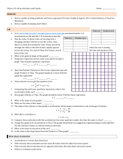 Physics 01-04 Acceleration and Graphs Lab