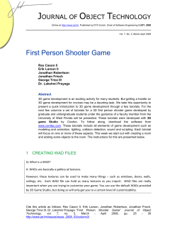 First Person Shooter Game - The Journal of Object Technology
