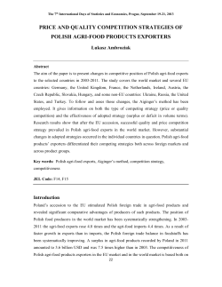 PRICE AND QUALITY COMPETITION STRATEGIES OF POLISH