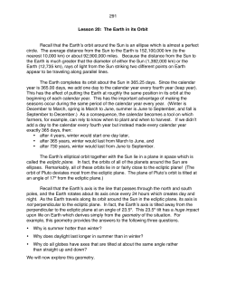 291 Lesson 20: The Earth in its Orbit Recall that the Earth`s orbit