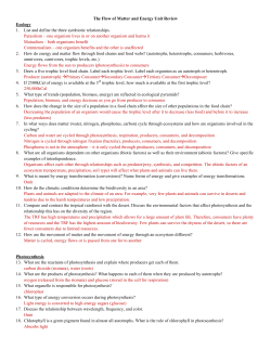 The Flow of Matter and Energy Unit Review Ecology 1. List and