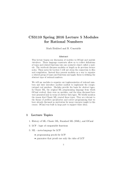 CS3110 Spring 2016 Lecture 5 Modules for Rational Numbers
