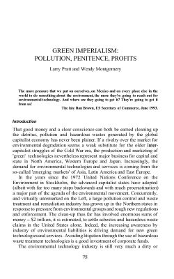green imperialism: pollution, penitence, profits