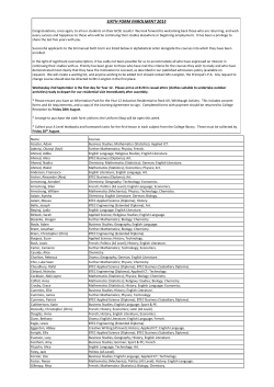 sixth form enrolment 2015