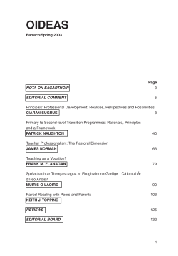 The 50th edition of Oideas, published in Spring 2003