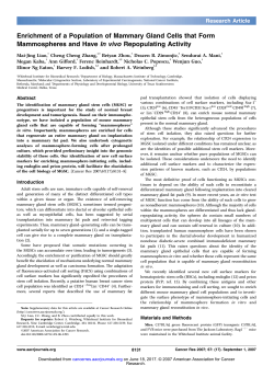 Enrichment of a Population of Mammary Gland Cells that Form