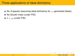 Three applications of ideal dichotomy