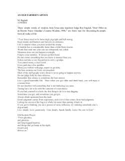 An Old Farmer`s Advice