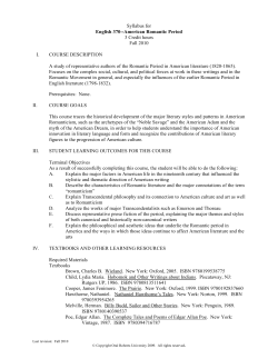 ENG-370 American Romantic Period - Course Syllabi