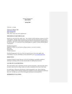 MKT 3540 Retailing Management - Spring 2009