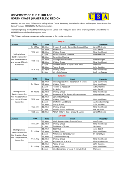 UNIVERSITY OF THE THIRD AGE NORTH COAST (HAMERSLEY