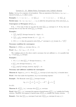 Lectures 11 - 13 : Infinite Series, Convergence tests, Leibniz`s