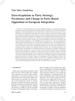 Euro-Scepticism as Party Strategy: Persistence and Change in Party