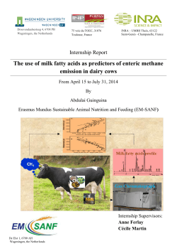 The use of milk fatty acids as predictors of enteric methane emission