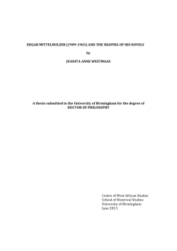 Edgar Mittelholzer (1909-1965) and the shaping of his novels