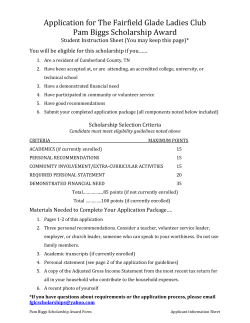 Application for The Fairfield Glade Ladies Club Pam Biggs