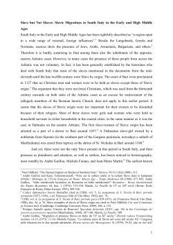 1 Slavs but Not Slaves: Slavic Migrations to South Italy in the Early