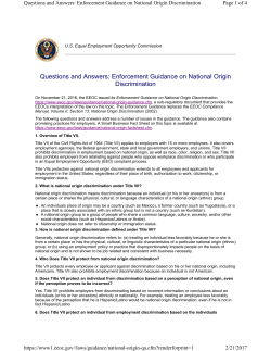 Questions and Answers: Enforcement Guidance on National Origin