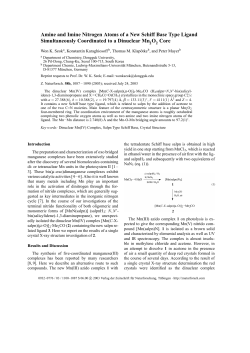 Amine and Imine Nitrogen Atoms of a New Schiff Base Type Ligand