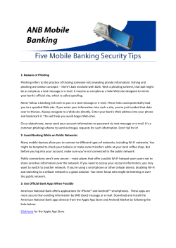 Five Mobile Banking Mobile Banking Security Tips ing Security Tips
