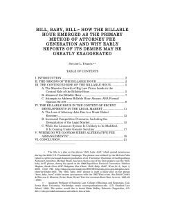 Bill, Baby, Bill: How the Billable Hour Emerged as the Primary