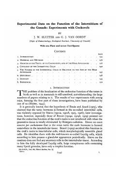 Experimental Data on the Function of the Interstitium of the Gonads