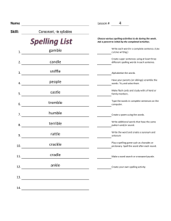 4 Skill: terrible cradle ankle crackle gamble people castle rattle