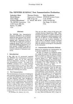 The TIPSTER SUMMAC Text Summarization Evaluation