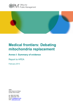 Medical frontiers: Debating mitochondria replacement