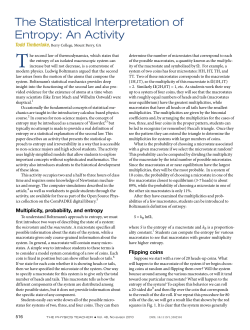 The Statistical Interpretation of Entropy: An Activity