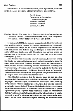 The Hako: Song, Pipe and Unity in a Pawnee Calumet Ceremony.