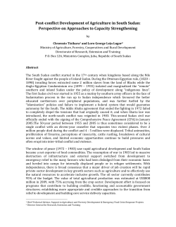 Post-conflict Development of Agriculture in South Sudan
