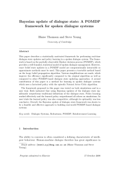 Bayesian update of dialogue state: A POMDP framework for spoken