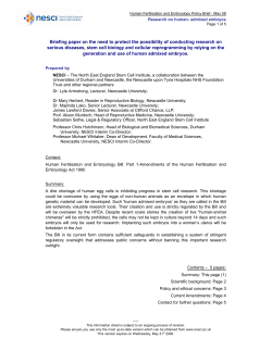 human admixed embryos - Newcastle University