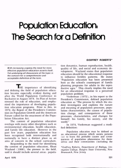 Population Education: Hie Search for a Definition