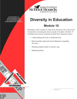 Diversity in Education - Saskatchewan School Boards Association