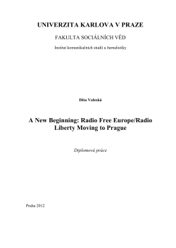 Radio Free Europe/Radio Liberty Moving to Prague