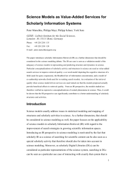 Science Models as Value-Added Services for Scholarly Information