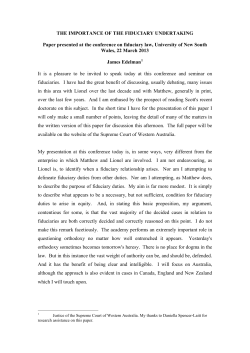 The Importance of the Fiduciary Undertaking (pdf 132kb)