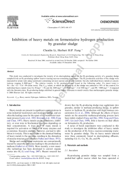 Inhibition of heavy metals on fermentative hydrogen production