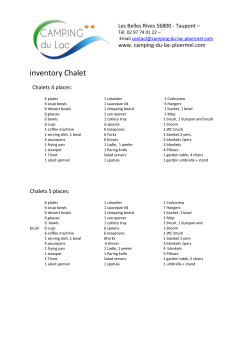 inventory Chalet - Camping du lac Ploermel