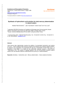 Synthesis of hydrochloric acid solution for total mercury