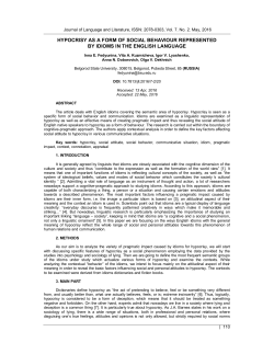 hypocrisy as a form of social behaviour represented by idioms in the