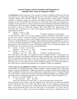 Bare Nouns and General Number in Mandarin Chinese (Abstract)