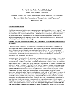 Waiver Form Required for Retreat Participation