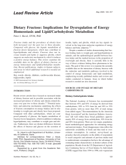 Dietary Fructose: Implications for Dysregulation of Energy